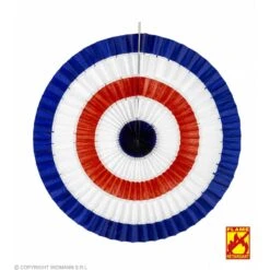 Papieren Waaier Rd/Bl/Wt 50Cm