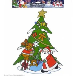 Raamstickers Kerstboom Met Kerstman 40Cm