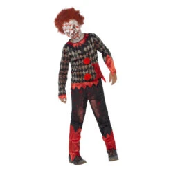 Smiffys Deluxe Zombie Clown Kostuum - Rood En Groen