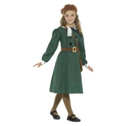Smiffys Ww2 Evacuatie Meisje Kostuum - Groen -Halloween/Cosplay smiffys ww2 evacuatie meisje kostuum groen 2