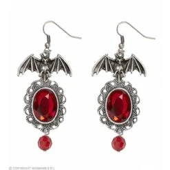 Vleermuis Oorringen Met Rode Steen