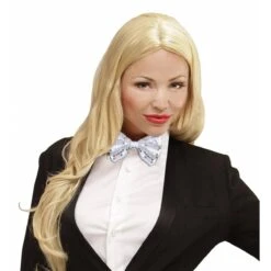 Vlinderstrik Pailletten Zilver -Halloween/Cosplay vlinderstrik pailletten zilver 2