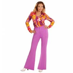 Widmann Groovy 70'S Dames Broek Paars -Halloween/Cosplay widmann groovy 70s dames broek paars 1