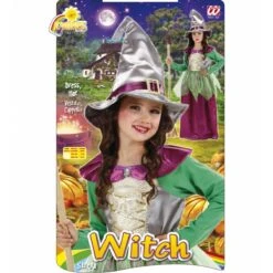 Widmann Heks Kind Groen/Paars -Halloween/Cosplay widmann heks kind groen paars 2