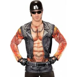 Widmann T-Shirt Lange Mouwen Rocker/Biker Man -Halloween/Cosplay widmann t shirt lange mouwen rocker biker man 4